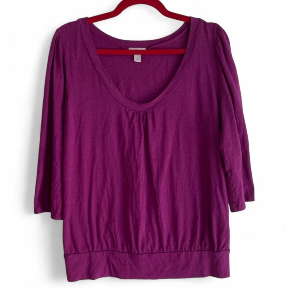 Old Navy Sccop Neck 3/4 Sleeve Banded Hem Knit Tee Size S